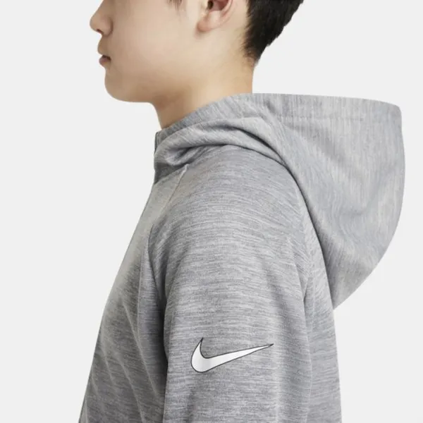 Treningowa bluza z kapturem i zamkiem na całej długości dla dużych dzieci (chłopców) Nike Therma-FIT - Szary