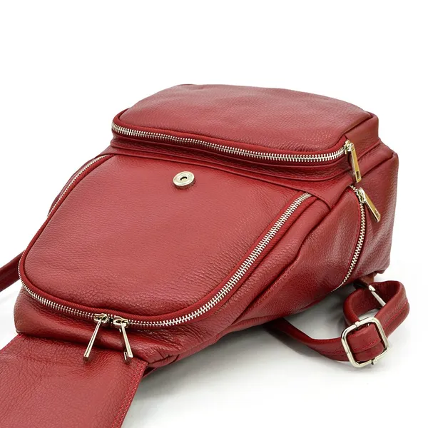 Wielofunkcyjny, miejski plecak skórzany damski vp937dollaro czerwony