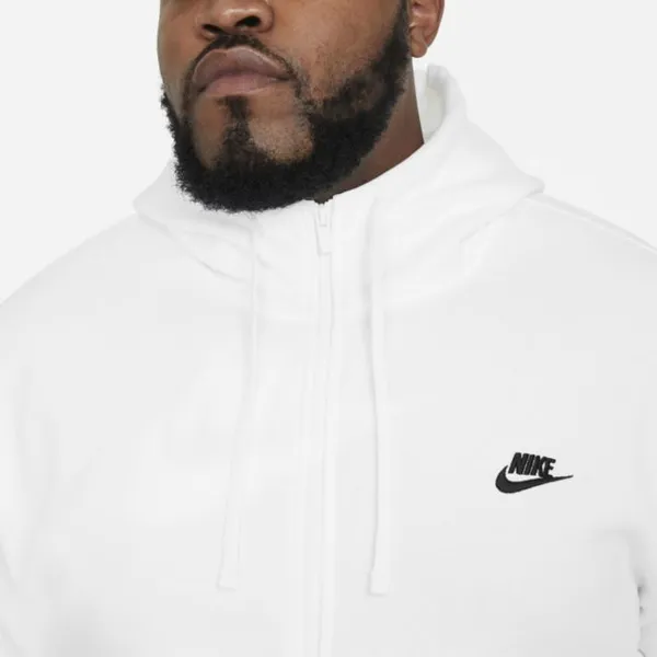 Męska bluza z kapturem i zamkiem na całej długości Nike Sportswear Club Fleece - Biel