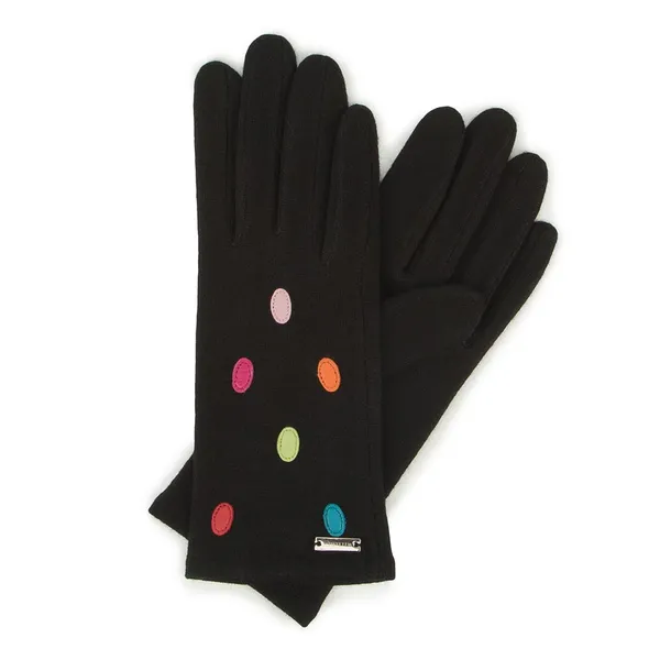 Damskie rękawiczki wełniane z kolorowymi kropkami