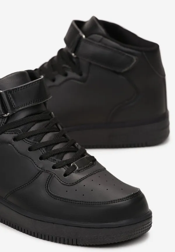 Czarne Buty Sportowe Typu Sneakersy za Kostkę z Rzepem Rayanne