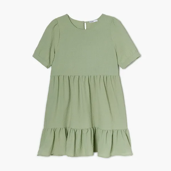 Ciemnozielona sukienka babydoll - Zielony