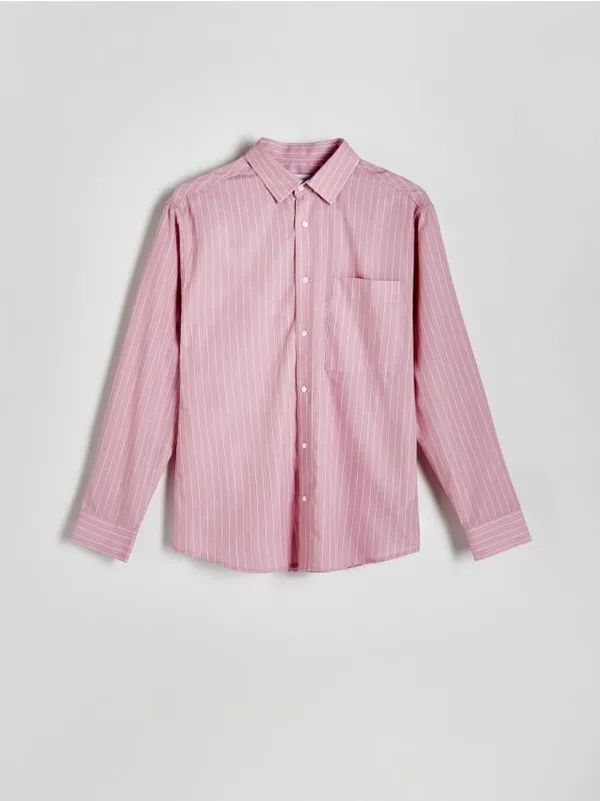 Koszula o regularnym kroju, wykonana z tkaniny z dodatkiem wiskozy. - pastelowy róż