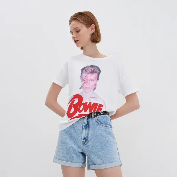 Koszulka z nadrukiem David Bowie - Biały