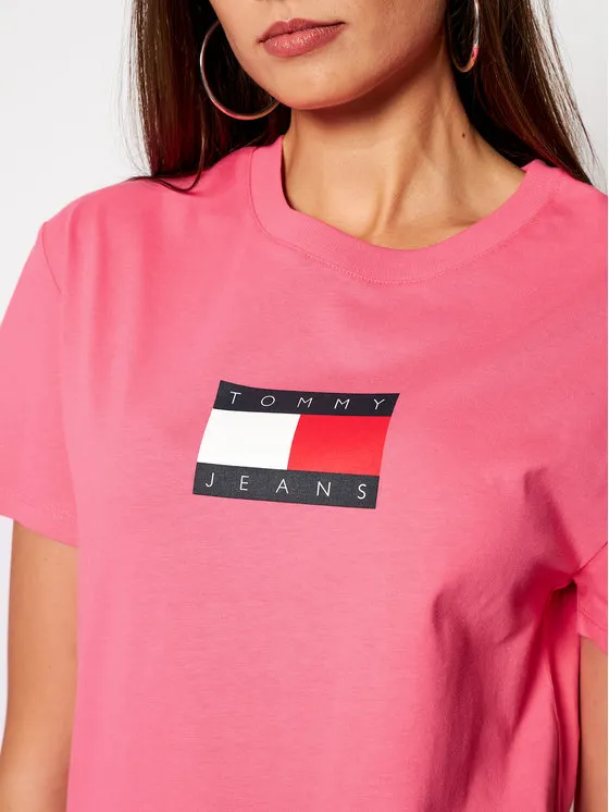 Tommy Jeans T-Shirt Tommy Flag Tee DW0DW08471 Różowy Regular Fit