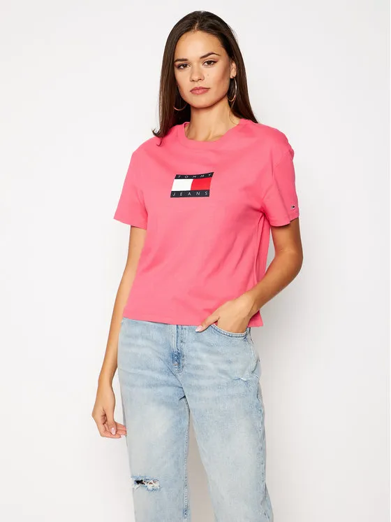 Tommy Jeans T-Shirt Tommy Flag Tee DW0DW08471 Różowy Regular Fit