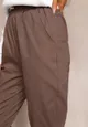 Brązowe Bawełniane Spodnie Dresowe z Gumką w Talii Arnhill