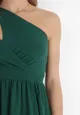 Zielona Sukienka Maxi Na Jedno Ramię z Rozcięciem na Dole Jasminta