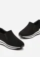 Czarne Sneakersy z Lakierowanymi Wstawkami Elastycznym Pasem i Klamrą Carewnia