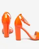 Pomarańczowe damskie sandały na wyższym słupku Rosdo- Obuwie - Pomarańczowy || Neonowy