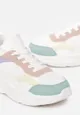 Biało-Różowe Sneakersy Zdobione Perforacją i Wstawkami Zuria