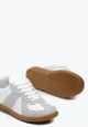 Szaro-Białe Sneakersy Tenisówki z Ozdobnymi Przeszyciami Sumina