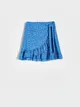 Spódnica mini z falbaną - Niebieski