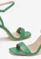 Zielone Sandały z Kwadratowym Noskiem na Szpilce Reynolia