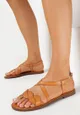 Jasnobrązowe Sandały z Plecionymi Paskami Dalery