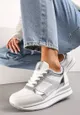 Białe Sneakersy na Grubej Podeszwie w Paski Zdobione Brokatem Selarissa