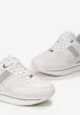 Biało-Srebrne Sneakersy z Ekoskóry z Ozdobnymi Wstawkami i Grubą Podeszwą Amifa