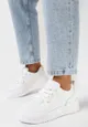 Białe Sznurowane Sneakersy na Grubej Podeszwie z Ekoskóry z Przeszyciami Malacia