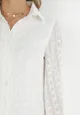 Biała Koszulowa Sukienka z Metaliczną Nitką Shenemi