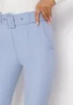 Niebieskie Garniturowe Dopasowane Spodnie z Materiałowym Paskiem z Klamrą Kerriy