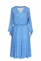 Niebieska sukienka w białe groszki - odcień baby blue - AGATHE