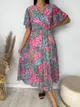 Różowa Wzorzysta Sukienka Maxi 8017-79-B