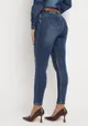 Niebieskie Jeansy o Fasonie Skinny z Efektem Push Up z Paskiem Kelisola