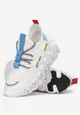 Białe Siateczkowe Sneakersy na Płaskiej Podeszwie ze Żłobieniami i Ozdobnymi Napisami Desirae