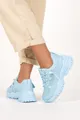 Niebieskie sneakersy na platformie buty sportowe sznurowane casu bl367p-d