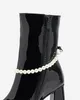Czarne lakierowane botki damskie na wysokim słupku Rassla- Obuwie