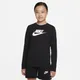 T-shirt z długim rękawem dla dużych dzieci (dziewcząt) Nike Sportswear - Czerń