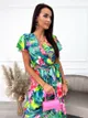 Kolorowa Sukienka Maxi w Roślinny Wzór