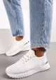 Białe Sneakersy z Elastyczną Cholewką przed Kostkę i Brokatem Dalapa