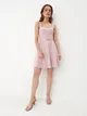 Pudrowa sukienka mini - Różowy