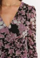 Ciemnoróżowa Kopertowa Sukienka w Kwiaty Mini o Dopasowanym Kroju Sefexa