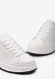 Biało-Czarne Sneakersy na Grubej Podeszwie z Perforacją i Ozdobą Gumowym Misiem Aireth