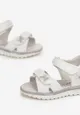 Białe Sandały Zapinane na Rzep z Wkładką ze Skóry Naturalnej Irlana