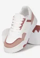 Biało-Różowe Sneakersy przed Kostkę na Grubej Podeszwie Sylverisa
