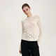 Sweter z ażurowym wzorem - Kremowy