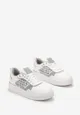 Białe Sneakersy na Niskiej Platformie z Tweedową Wstawką Niman
