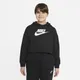 Dzianinowa bluza z kapturem o skróconym kroju dla dużych dzieci (dziewcząt) Nike Sportswear Club (poszerzony rozmiar) - Czerń