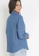 Niebieska Jeansowa Bawełniana Koszula na Guziki Haylina