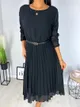Czarna Plisowana Sukienka z Paskiem 7188-131-B
