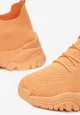 Pomarańczowe Sneakersy z Elastyczną Cholewką i Dekoracyjnym Wiązaniem Lukka