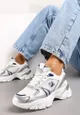 Białe Sznurowane Sneakersy z Siateczką i Wycięciami Solenare