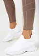 Białe Sneakersy na Grubej Podeszwie z Elastyczną Cholewką Jordanne