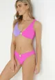 Fioletowo-Różowe Bikini z Kontrastowym Biustonoszem i Figami z Klamerką Thenie