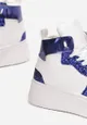 Niebieskie Sneakersy na Grubej Płaskiej Podeszwie z Cholewką za Kostkę Ozdobione Brokatem i Metalicznymi Wstawkami Byreli