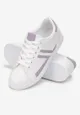 Biało-Fioletowe Sneakersy z Cholewką przed Kostkę z Modnymi Przeszyciami Cassamisia