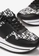Czarne Sneakersy na Grubej Podeszwie z Wzorzystą Cholewką Euphi